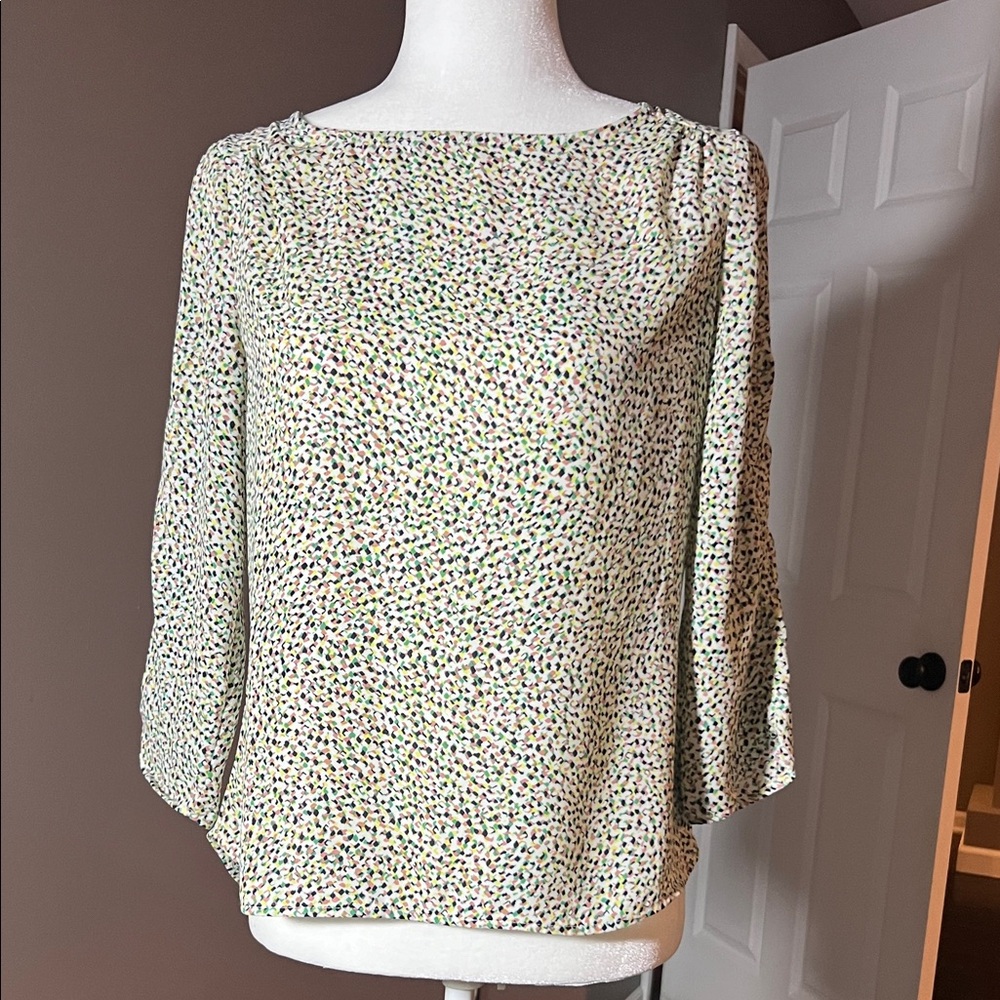 The Limited White Multicolor Pattern Blouse